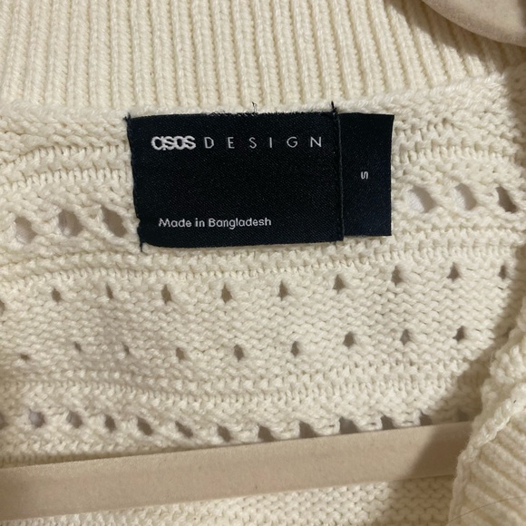 ASOS DESIGN knit button front collar cardigan in stripe open stitch size S - Picture 5 of 5